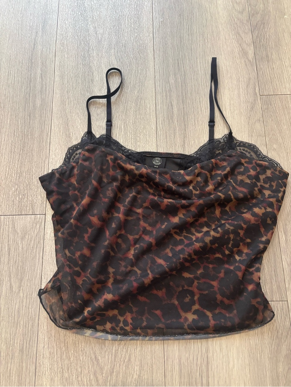 Urban Outfitters Leopard Print Lace-Trim Cami - Black & Brown, Sz M
